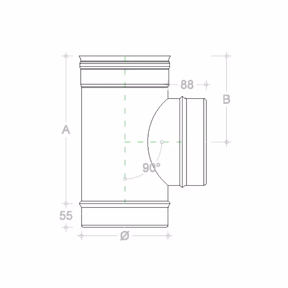 Raccordo a T con braga a 90 gradi in rame Zinco Group da 220mm con codino maschio – 2