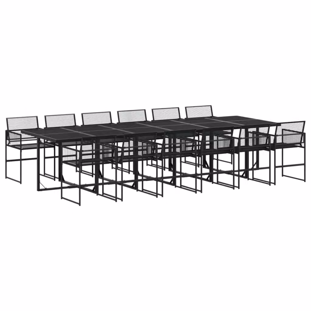 Set da Pranzo da Giardino 13pz Nero in Polyrattan
