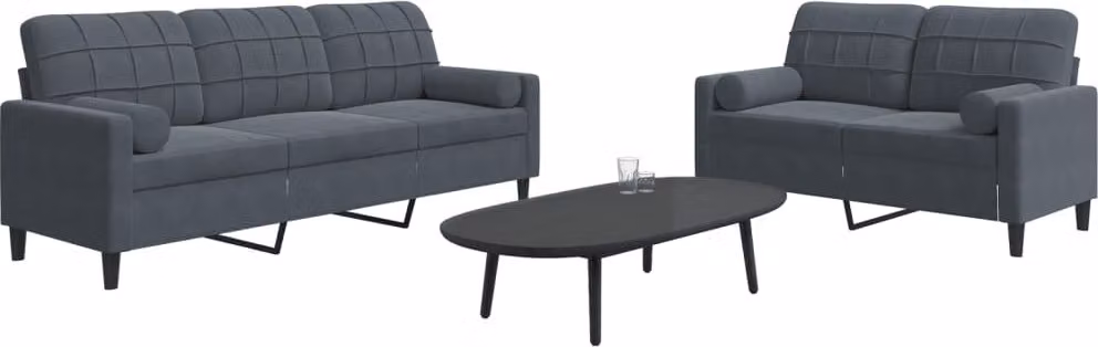 Maison Exclusive - Set divano 2 pezzi con cuscini e cuscini cervicali in velluto grigio scuro