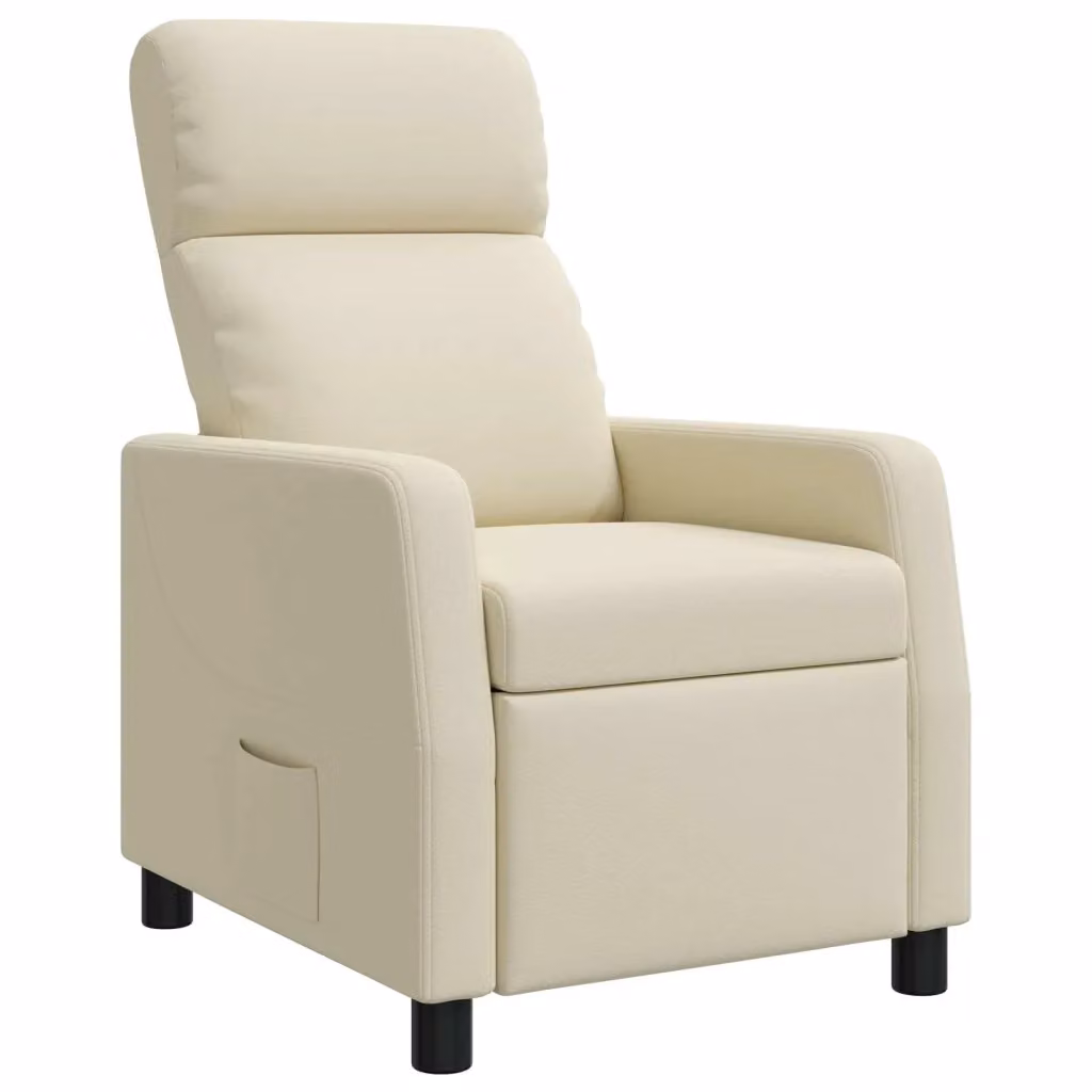 Poltrona reclinabile moderna in similpelle beige con braccioli per il tuo relax in soggiorno – 2