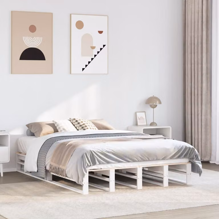 Letto senza Materasso vidaXL in Legno Massello di Pino Bianco L: 120 cm, P: 190 cm