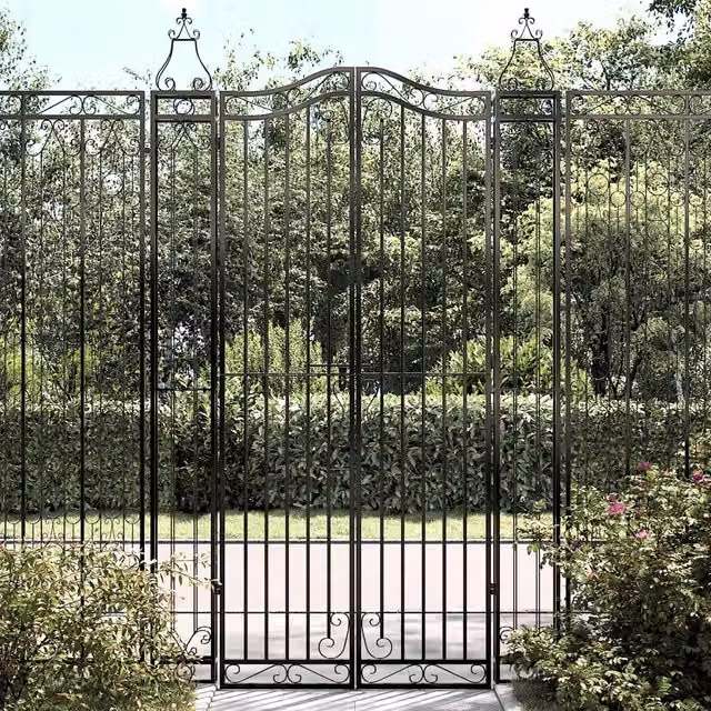 Cancello da giardino a battente doppio vidaxl in metallo nero L: 121 cm, P: 8 cm, H: 200 cm