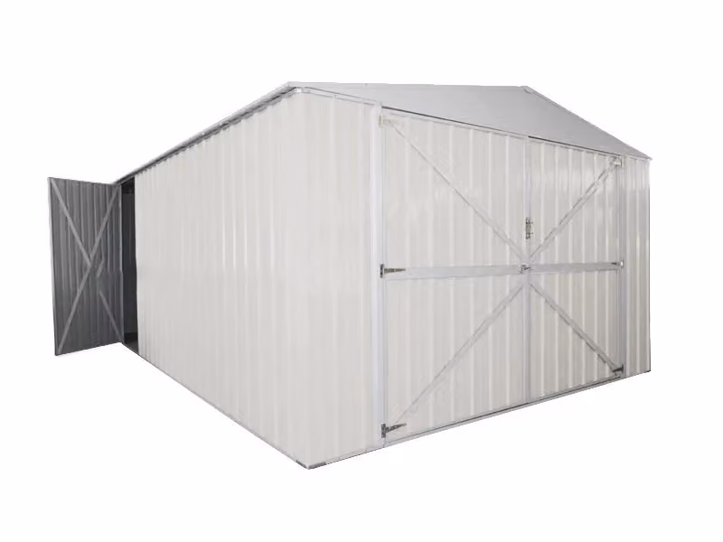 Box in acciaio zincato NOTEK per garage e deposito attrezzi, Bianco e Grigio, L: 360 cm, P: 514 cm, H: 232 cm – 2