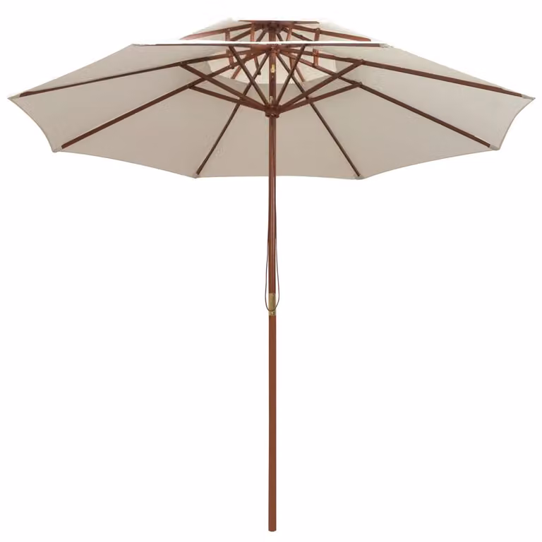vidaXL Ombrellone doppio 270×270 cm palo in legno bianco crema