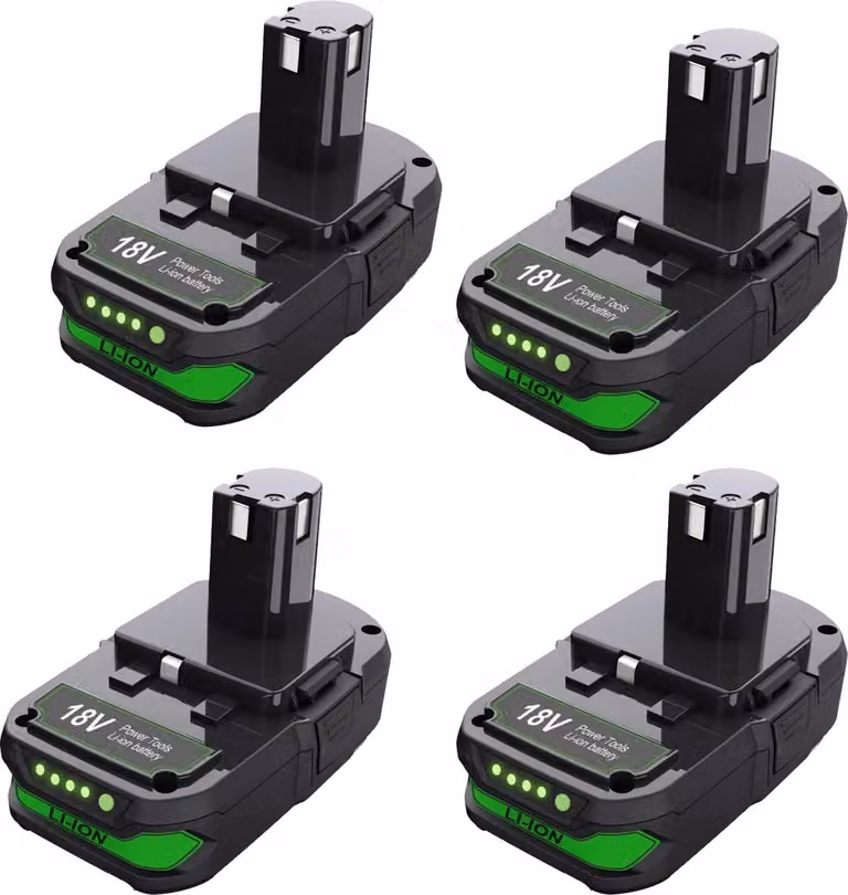 Batteria ricaricabile agli ioni di litio da 18 V - Batteria di ricambio compatibile con P107 P108 RB18L50 - 3000 mAh - Confezione da 4 - Per utensili a batteria - Rosa