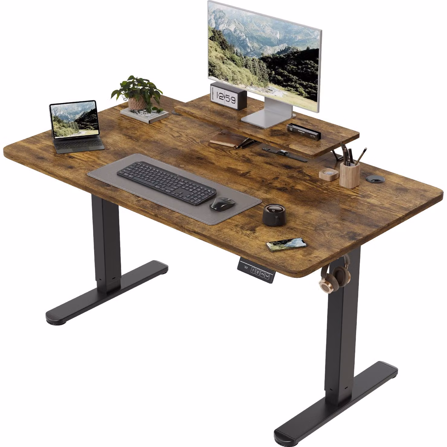 Scrivania regolabile in altezza elettricamente - 140x60 cm - Bianca - Ergonomica - Arredamento per ufficio