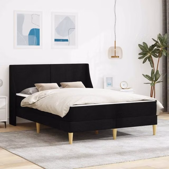 Struttura letto con materasso-Giroletto Nero 120 x 190 cm Poliestere
