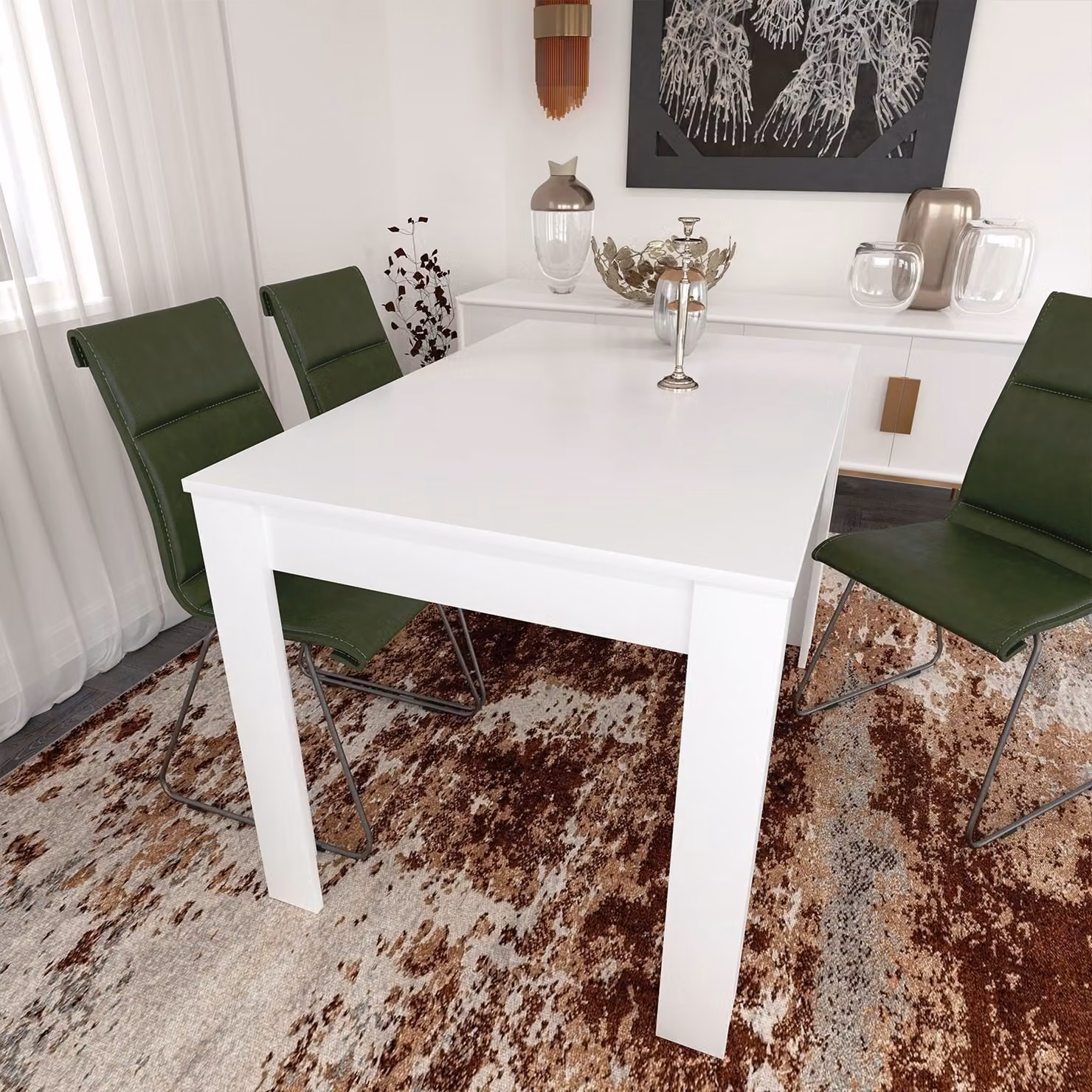 Skye Decor, Single 120 - Shiny White, tavolo da pranzo, bianco, 100% pannelli truciolari rivestiti in melamina, 120 x 80 x 78 cm