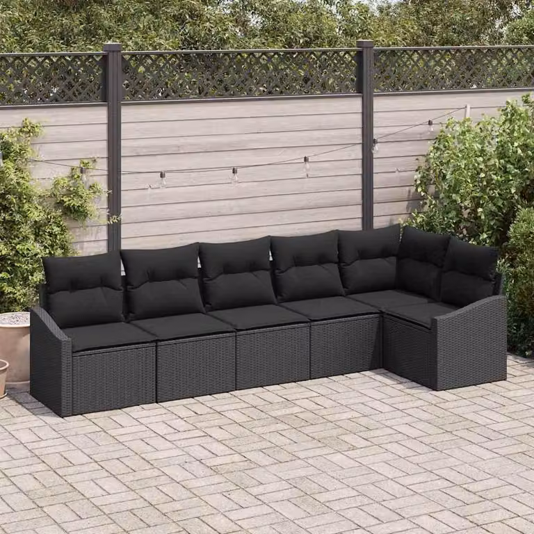 Maison Exclusive - Set di divani da esterno, 6 pezzi, colore nero [Materiale sintetico]: rattan sintetico