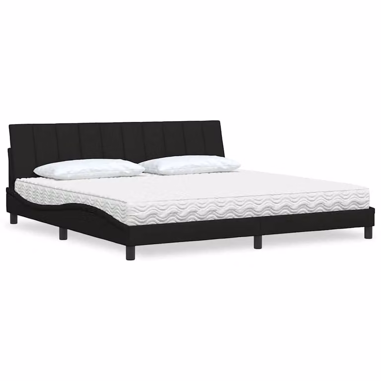 Letto con Materasso Hanko vidaXL in Tessuto Nero L/P/H: 200 x 200 x 218 cm
