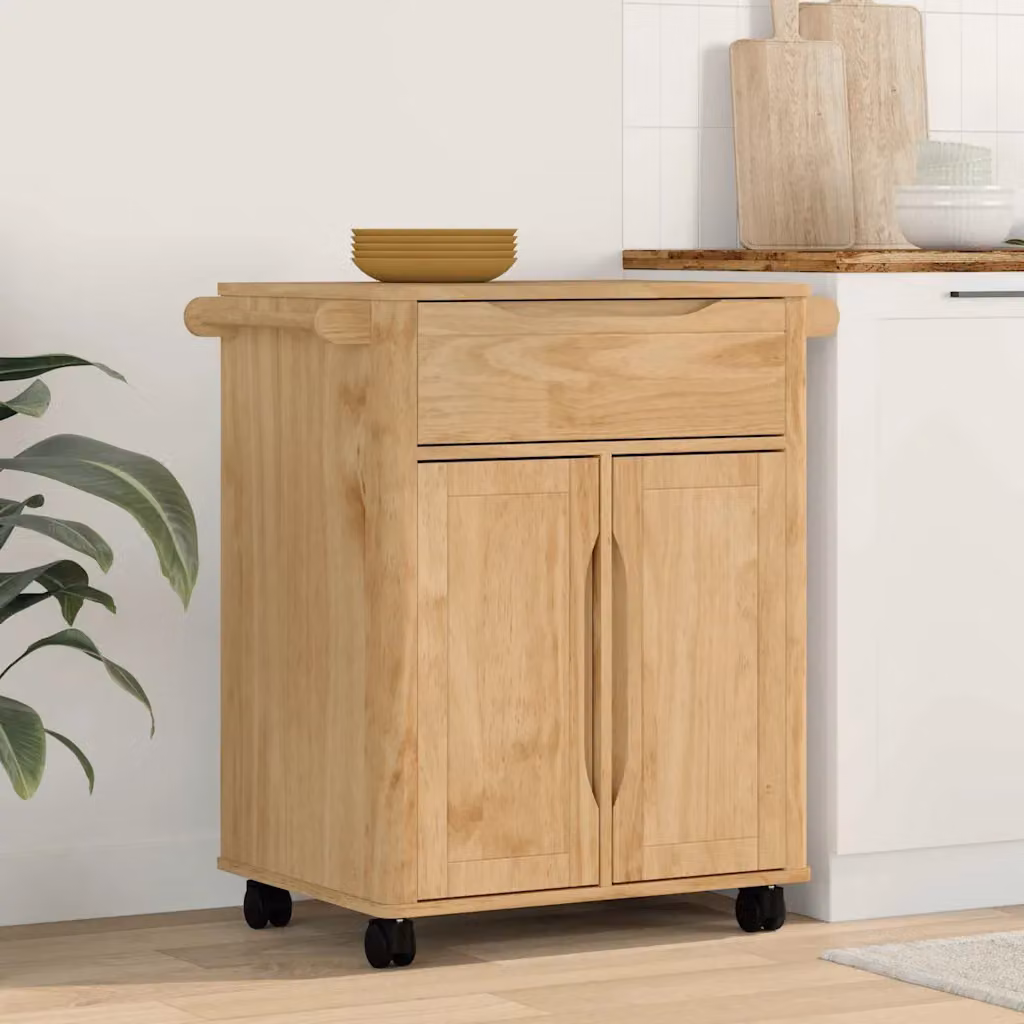 Carrello da cucina moderno vidaXL FLORO in legno di pino marrone cerato L: 72,5 cm, P: 45 cm, H: 80 cm