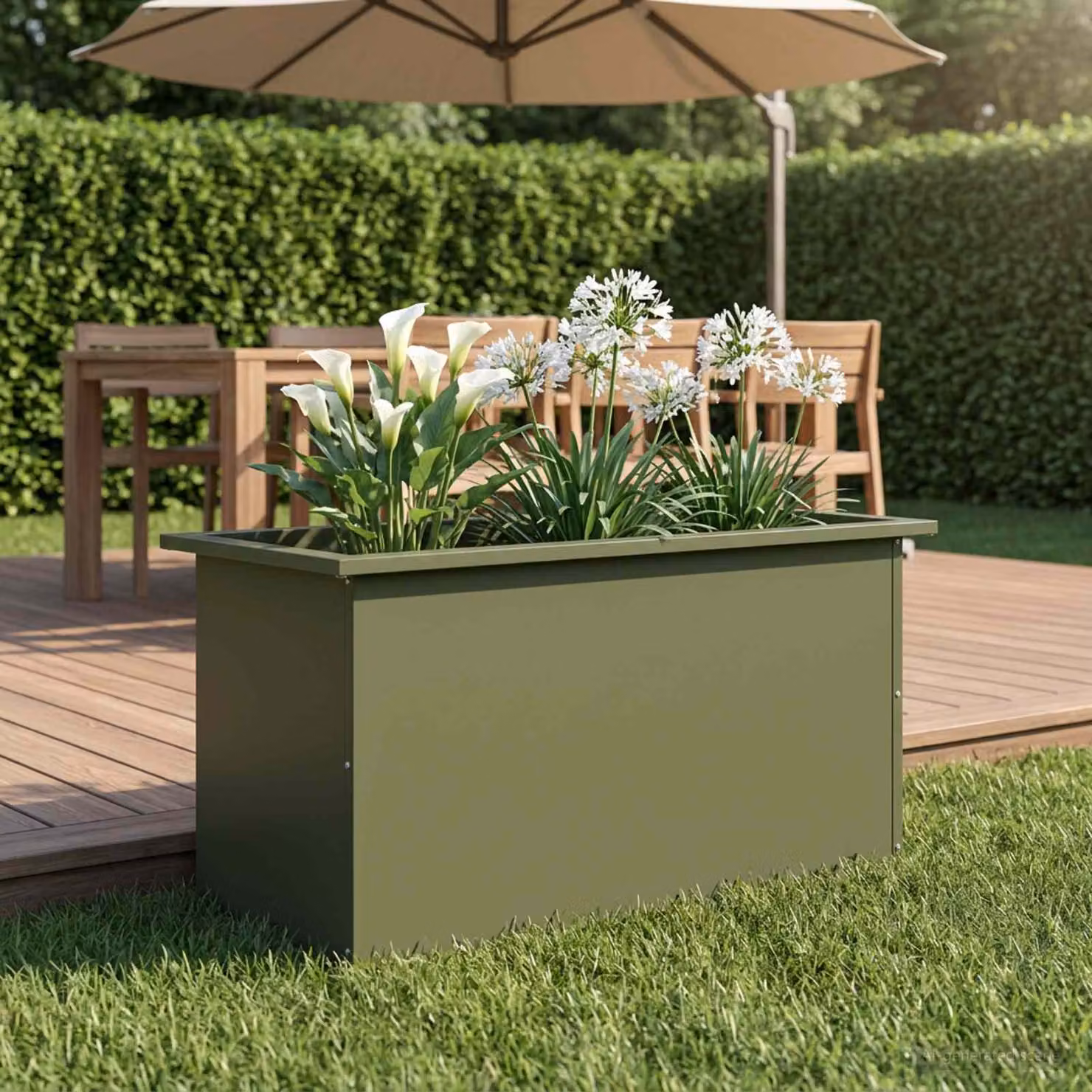 Fioriera da giardino con LED vidaXL in acciaio, Verde, L: 80 cm, P: 40 cm, H: 40 cm