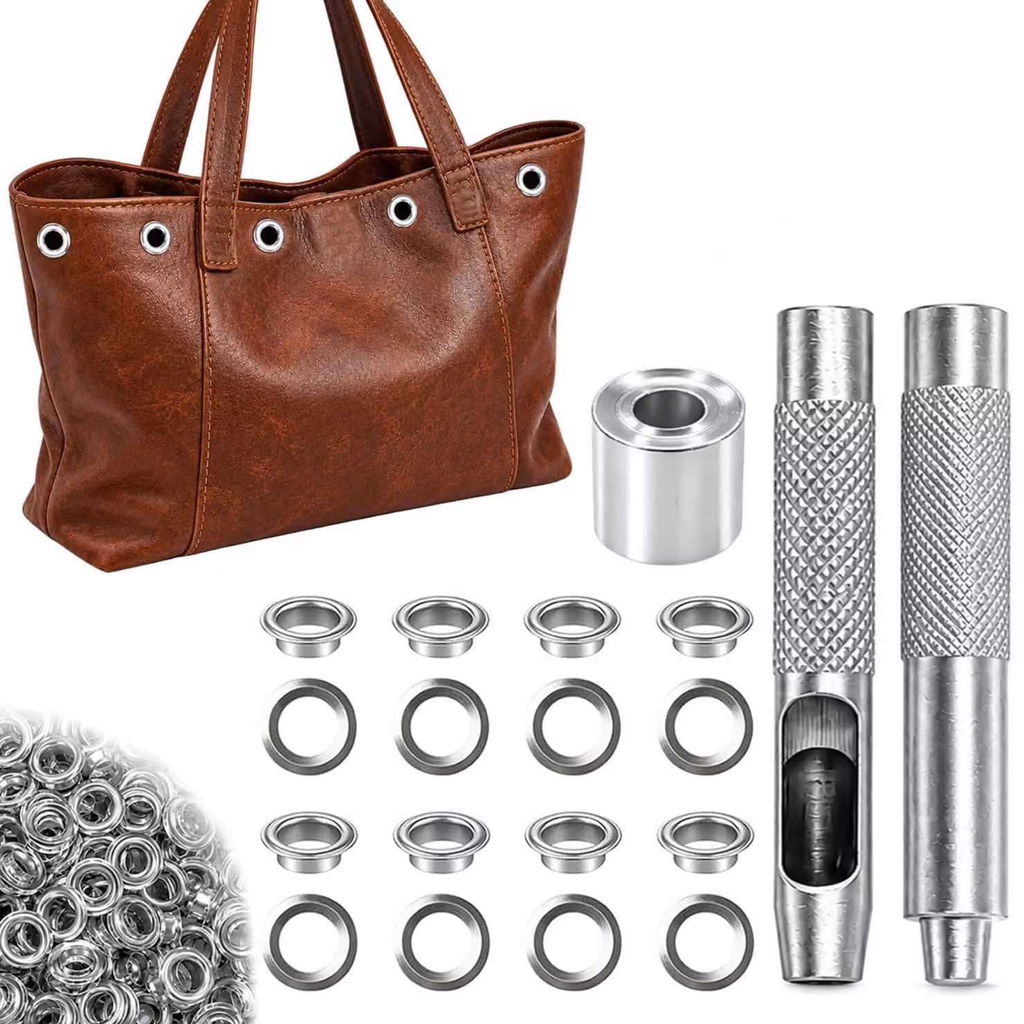 Set di occhielli da 200 pezzi, diametro 8 mm, con perforatore e utensili
