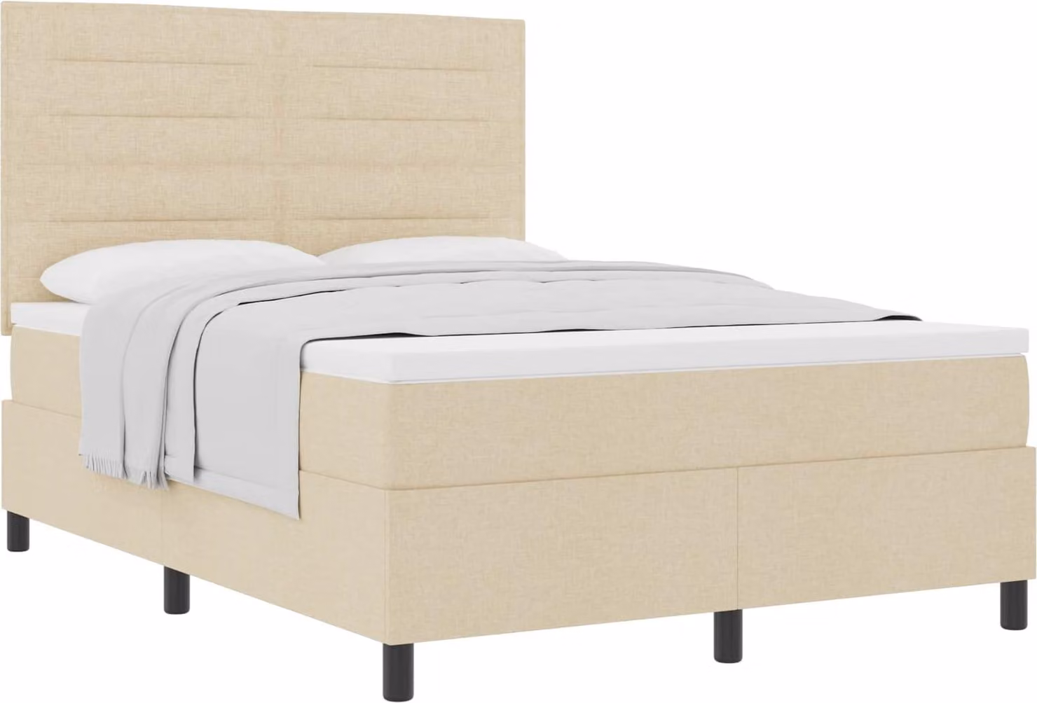 Letto a molle con materasso Crema 160 x 200 cm Tessuto