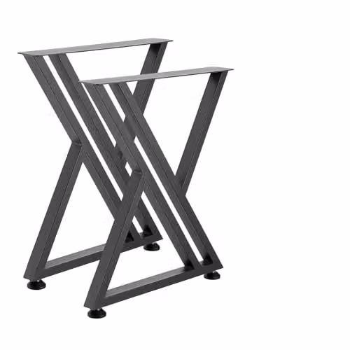 VEVOR Gambe per Tavolo in Acciaio, Gambe per Scrivania Smontabili, Struttura a X Stabile, Installazione Semplice, Carico Massimo di 1000 kg, per Tavoli da Caffè e da Bar, 74 x 61 cm, 2 Pezzi, Nero