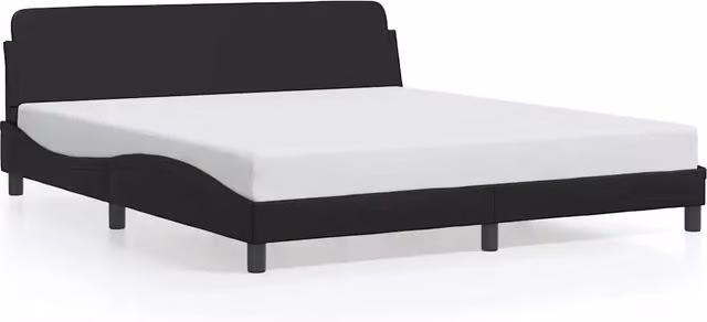 Letto matrimoniale | Letto per adulti | Giroletto Dover Nero 180x200 cm in Similpelle