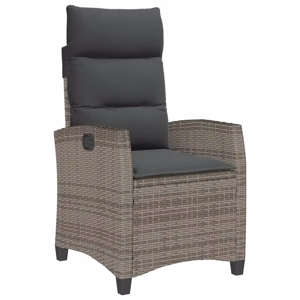 Set da giardino con sedia reclinabile e tavolino in rattan e metallo grigio vidaXL – 2