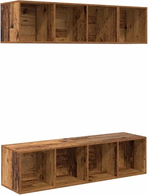 Set mobile TV 3 pz | Armadietto TV | Mobile Porta TV Legno vecchio Legno multistrato