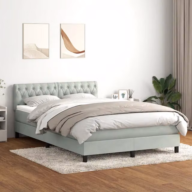 Letto a Molle con Materasso e LED Grigio Chiaro 160x210cm 3317175
