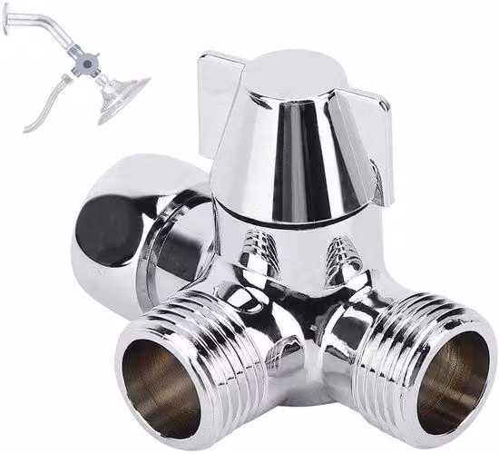 Adattatore per soffione doccia - Cromo - Valvola a 3 vie - per attacco da 1/2" - Accessori per il bagno