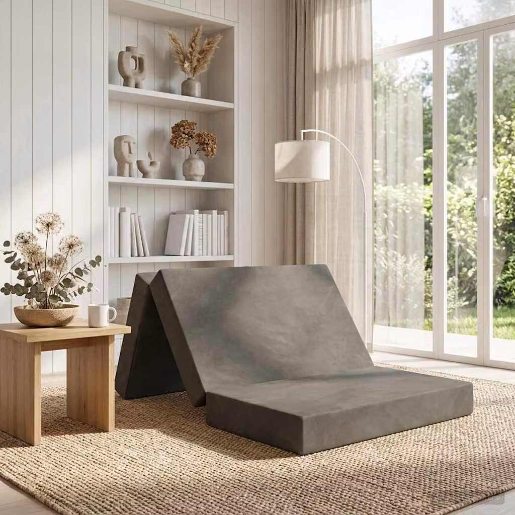 vidaXL Divano Letto Pieghevole Moderno Grigio L: 90 cm, P: 67 cm, H: 45 cm