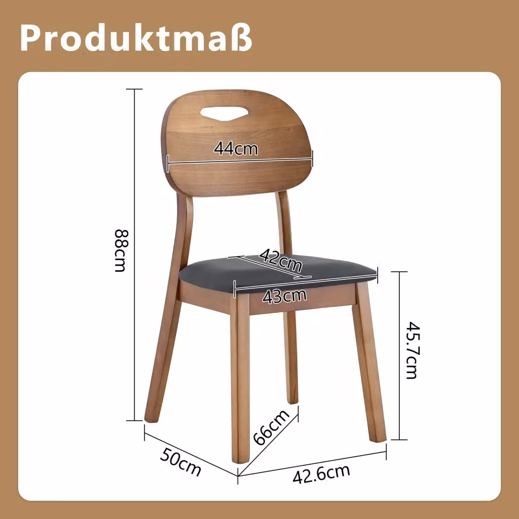 Set di 2 sedie da pranzo moderne WISHDOR con schienale in legno di gomma e seduta imbottita in ecopelle nera – 2
