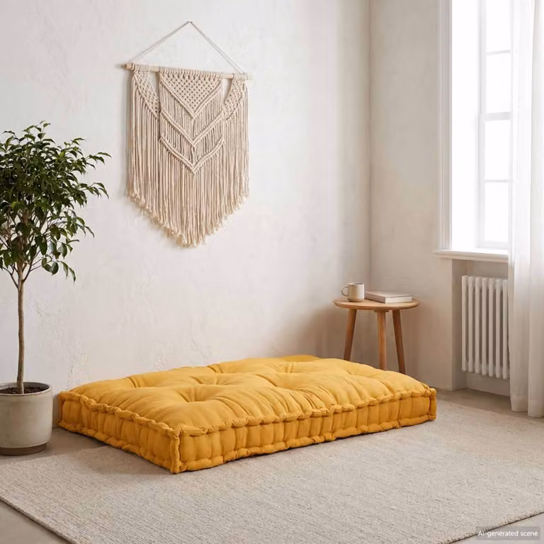 vidaXL Cuscino per Divano Pallet Giallo in Tessuto Traspirante con Schiuma L: 120 cm, P: 80 cm, H: 12 cm