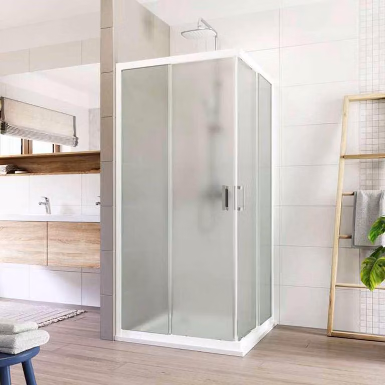 Cabina doccia Mereo, Lima, quadrata, a scomparsa, 90x90 cm, ALU bianco, vetro Point - CK608A02K