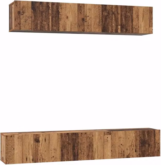 Set di 5 mobili porta TV in legno multistrato color marrone effetto legno vecchio per soggiorno – 1