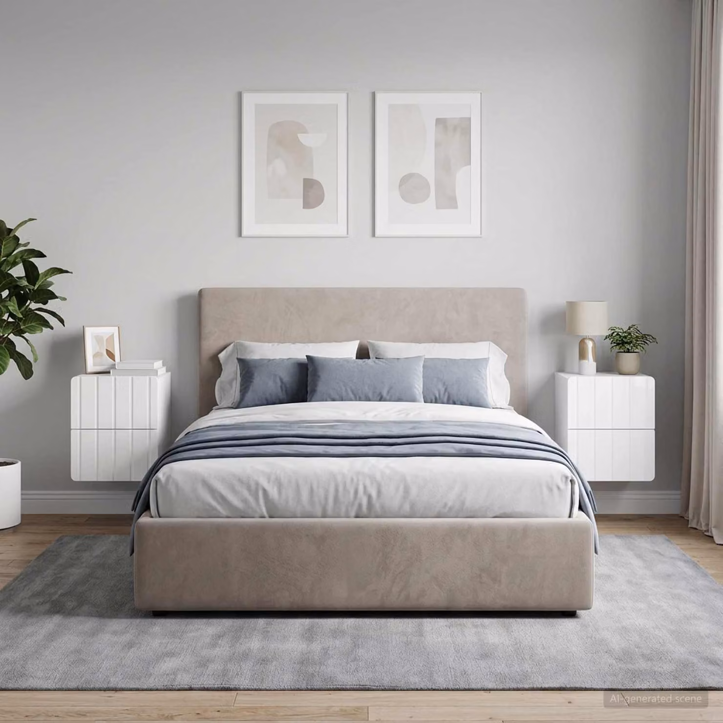 Set di 2 comodini sospesi vidaXL Bianco Lucido L 33 cm x P 34,5 cm x H 43 cm