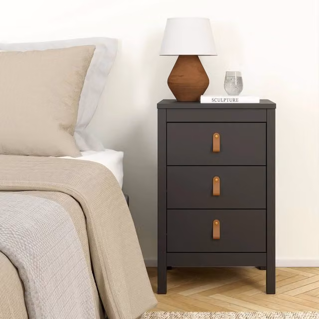Comodino Lombardia DMORA Nero Opaco L 43,8 cm, P 38,4 cm, H 70,1 cm – 1