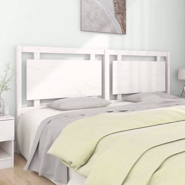 Testiera per letto vidaXL in legno massello di pino bianco, stile rustico, L: 205,5 cm, P: 4 cm, H: 100 cm