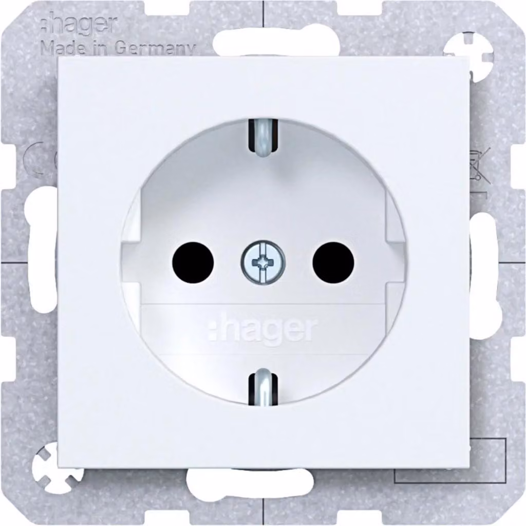 Prese Hager SCHUKO, con protezione bambini, morsetti a molla A.x/C.x, colore bianco