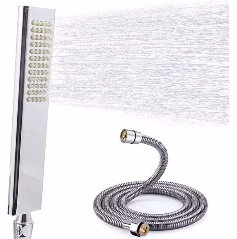 Rubinetto a leva in ottone, design ad arco, alta pressione, con tubo in acciaio inossidabile da 149,9 cm e finitura cromata lucida