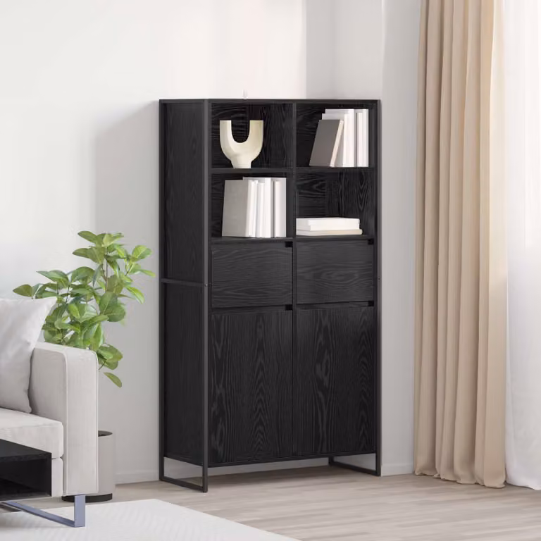 Credenza Industrial vidaXL in Legno e Metallo, Colore Nero, L 81 x P 36 x H 150.5 cm