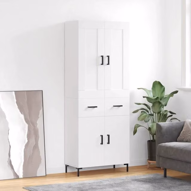 Credenza Bianca 69,5x34x180 cm in Legno Multistrato 3199873