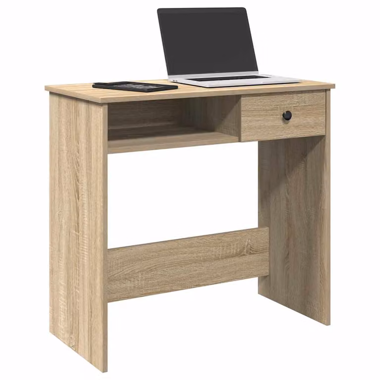 Scrivania moderna vidaXL in legno e MDF, colore beige e marrone, L 80 cm x P 40 cm x H 75 cm