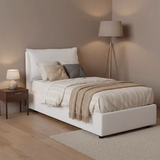 Aphrodite, Letto Singolo Sfoderabile Made in Italy, Bianco