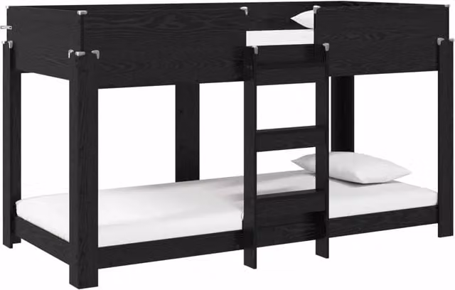 Letto a Castello per Bambini | Letto Infantile | Lettino Rovere Nero 80 x 200 cm