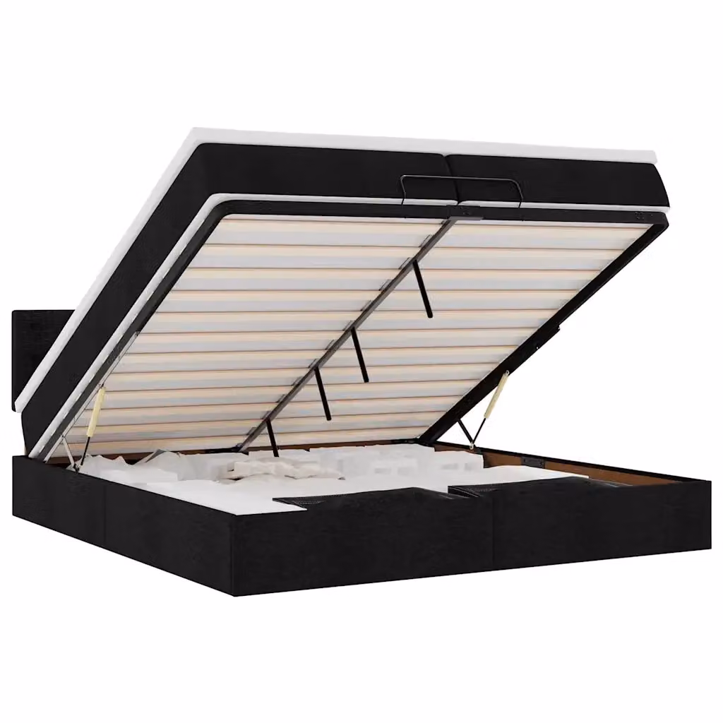 Letto con contenitore a sollevamento vidaXL in tessuto nero e bianco L: 200 cm, P: 200 cm, H: 280 cm – 2