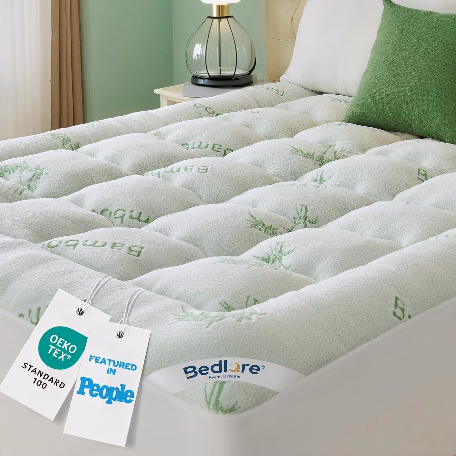 Materasso topper imbottito, rinfrescante, 180 x 200 cm, traspirante, per la camera da letto