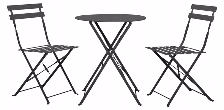 SEMPLICI | Set di mobili da giardino - 3 pezzi - Nero - Set da bistrot 3 pezzi - Set di mobili da balcone - Tavolo da patio - Sedie da giardino - Sedie con schienale alto