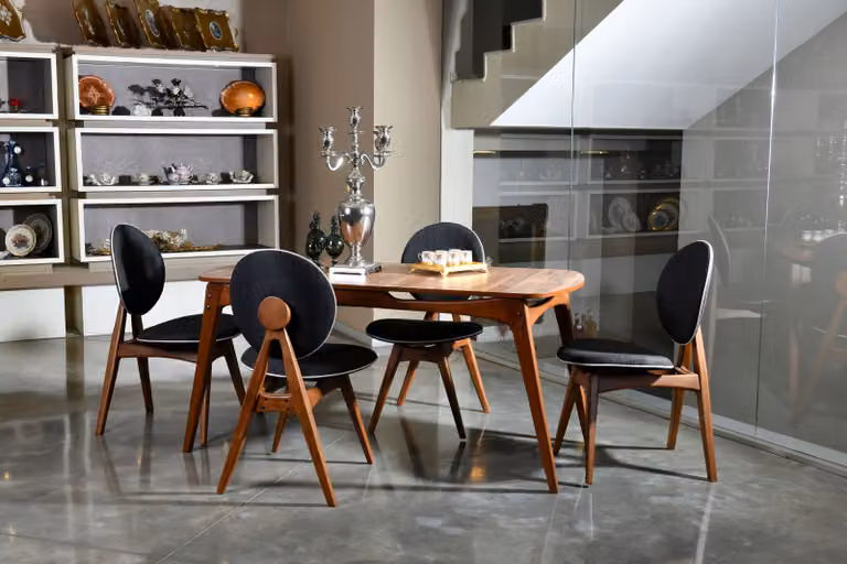 Skye Decor, Touch Wooden - Antracite, Set tavolo e sedie (5 pezzi), Noce, Legno di carpino, 160 x 80 x 75 cm