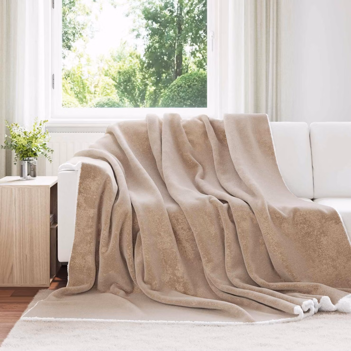 Coperta in pile morbida vidaXL colore beige/marrone L: 240 cm x P: 270 cm