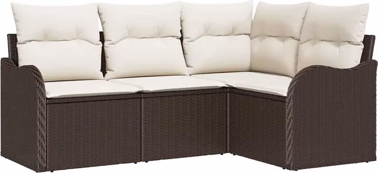 Set Divano da Giardino 4 pcs Marrone polyrattan