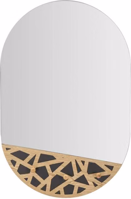 Specchio da parete Carv Vikasa Home con appendiabiti in legno e vetro, marrone, design moderno geometrico