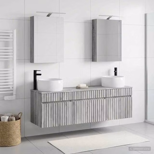 Set di Armadi da Bagno 5 pz Sonoma grigio Legno ingegnerizzato