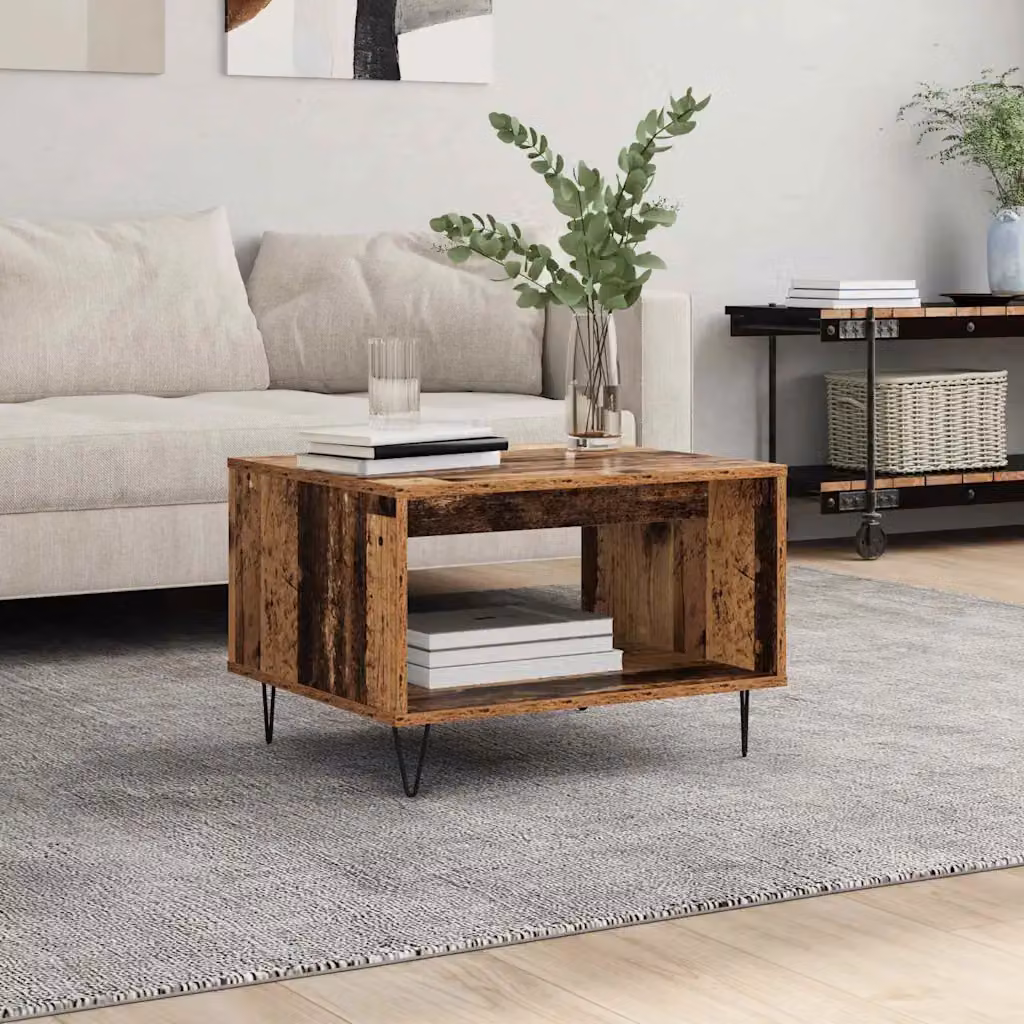 vidaXL Tavolino da salotto rettangolare in stile industriale, colore marrone, L: 60 cm, P: 50 cm, H: 40 cm