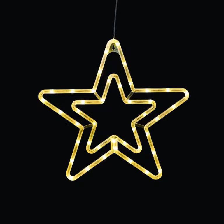 ACA Stella di Natale illuminata da appendere, 42 LED, luce bianca calda, alimentazione a batterie (3xAA) o tramite porta USB, grado di protezione IP20, 36 x 0,7 x 34 cm, X04421331