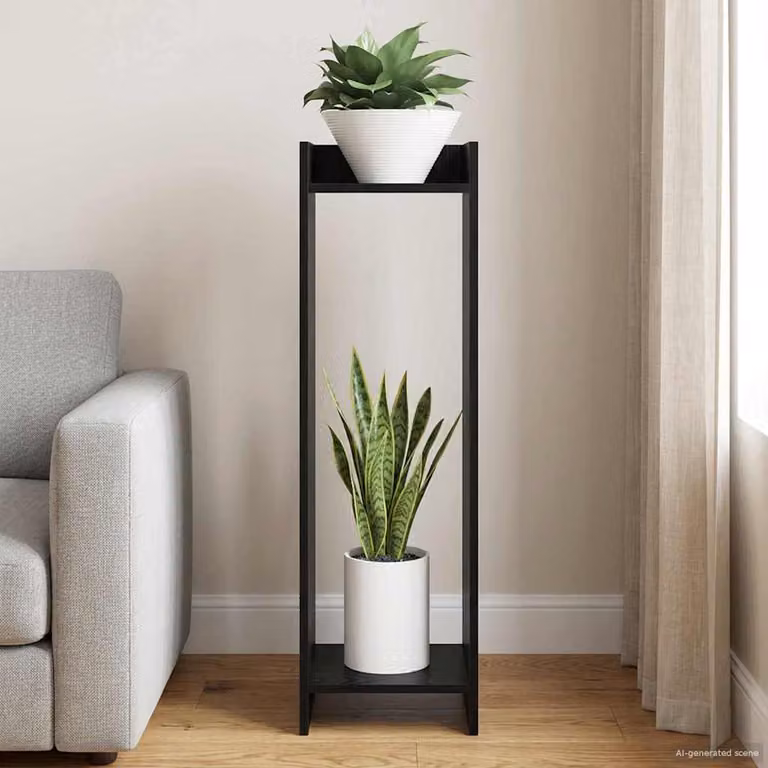 vidaXL Supporto per piante moderno in legno MDF nero L/P/H: 30 x 30 x 100 cm
